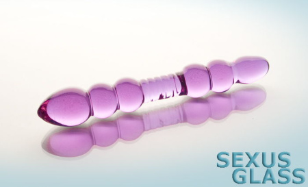 Двусторонний фаллоимитатор Sexus Glass, стекло, розовый, 22,5 см