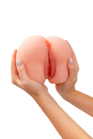 Мастурбатор реалистичный в форме попки, с 2 любовными входами, ТPE, телесный, 1,6 кг (в белой коробк