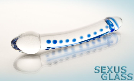 Двусторонний фаллоимитатор Sexus Glass, стекло, прозрачный, 20 см