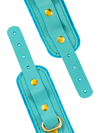 Наручники-браслеты Pecado BDSM, «МИНИ», двуслойный, оригинальная сцепка, натуральная кожа, голубой