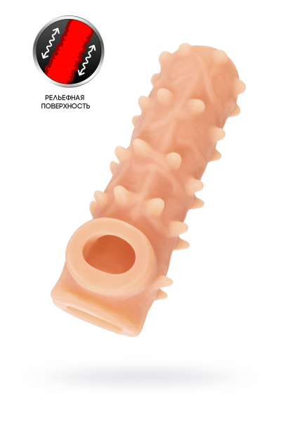 Насадка KOKOS реалистичная с дополнительной стимуляцией, TPE, телесная, 14 см