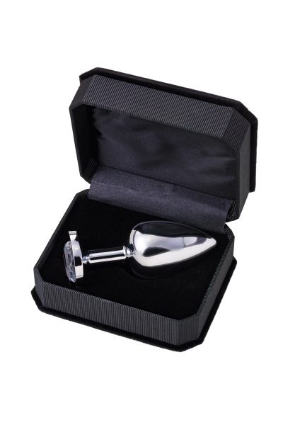 Анальная втулка  TOYFA Metall, металл, серебрянная, с белым  кристаллом, 10 см, Ø 4 см