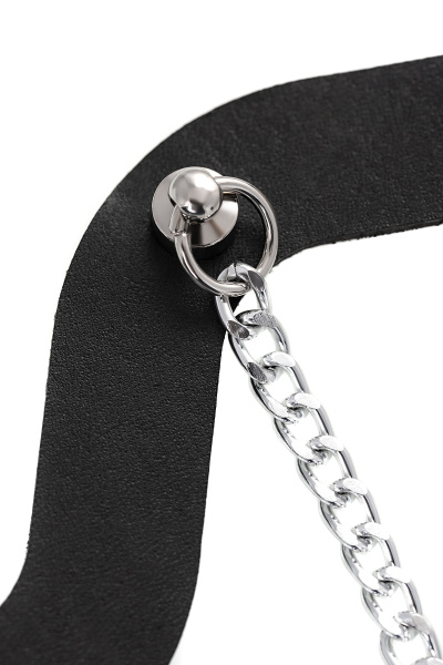 Чокер-волна с цепочкой Pecado BDSM, натуральная кожа, черный