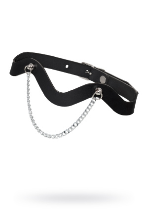 Чокер-волна с цепочкой Pecado BDSM, натуральная кожа, черный