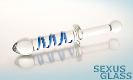 Двусторонний фаллоимитатор Sexus Glass, стекло, прозрачный, 22,5 СМ