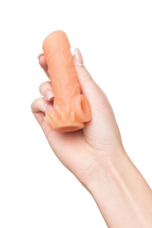 Насадка KOKOS реалистичная с дополнительной стимуляцией, TPE, телесная, 10 см