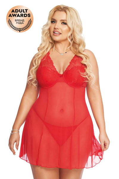 Комбинация и стринги SoftLine Collection Berta, красная, XL