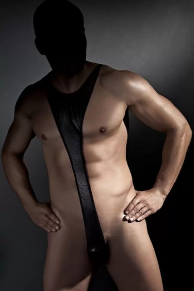 Мужское боди Anais Derrick из ткани с wet-эффектом, черный, M